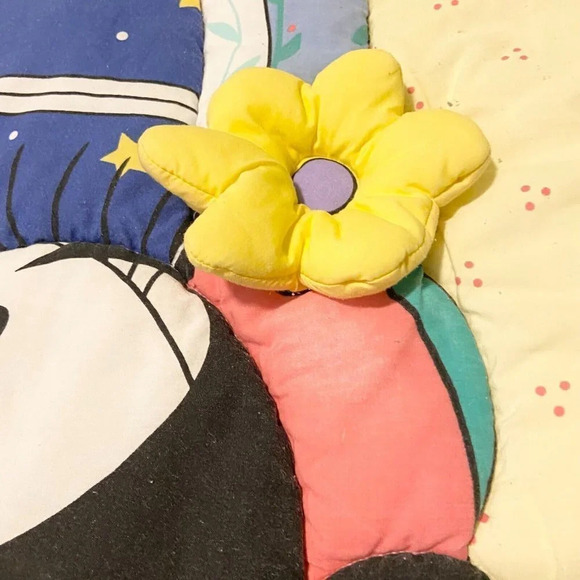 Vintage Mickey Mouse Minnie Crib Quilt Comforter Blanket and  Headboard Cover - Picture 10 of 16